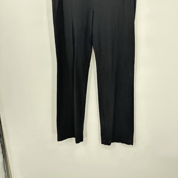 pants straight leg pull on elastic waist knit stretchy black M - Picture 1 of 6